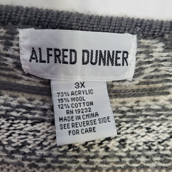 VINTAGE 90s gray and white button up fair‎ isle cardigan sweater volup 3X - Picture 5 of 8